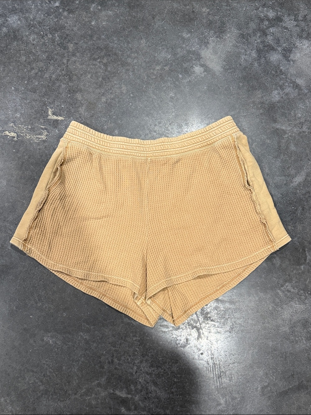 aerie High-Waist Waffle Knit Shorts — Tan